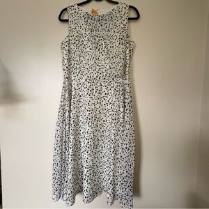 Geometric Black and White Sleeveless Sheer Dress